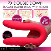 7X Double Down Silicone Double Dildo w- Remote